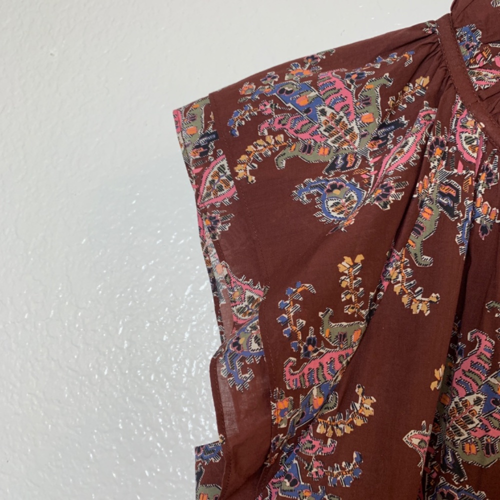 Veronica Beard Zee Paisley Ruffle Mini Dress Womens 8 Tiered 100% Cotton Printed - Picture 9 of 16